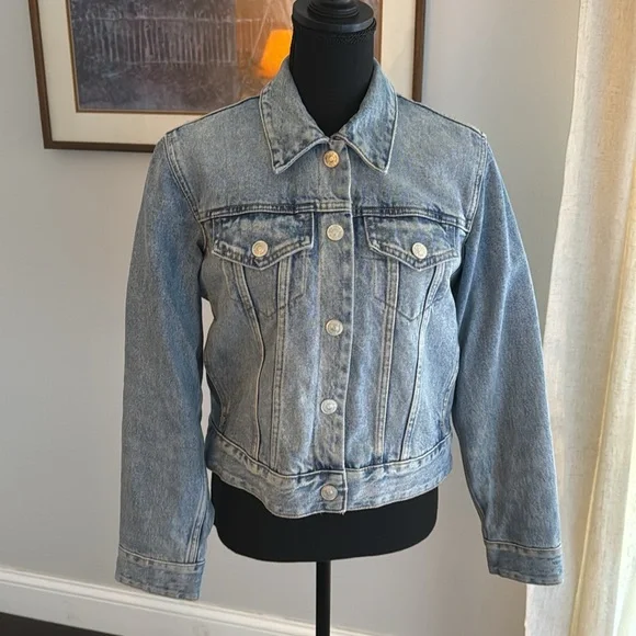 Zara Sherpa Lined Denim Jacket - Size Medium - Picture 7 of 9